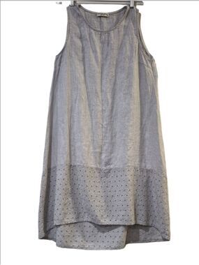 Terzo Millennio Gray Linen Eyelet High-Low Shift Dress - Size M